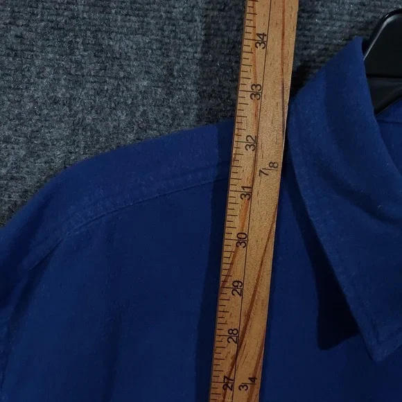 L.L. Bean Shirt Mens 2XL Blue Flannel Chamois Cloth Long Sleeve Shacket Heavy - Picture 11 of 13